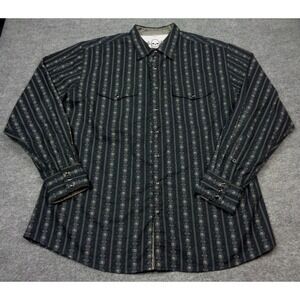 Scully Western Pearl Snap Shirt Mens L Black Long Sleeeve SKULL  AOP Cowboy